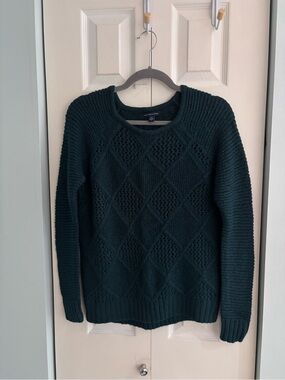 American Eagle Women’s Dark Teal Cable Knit Sweater